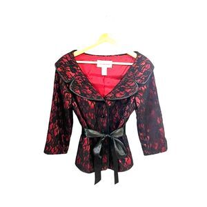 Victor Costa Whimsigoth Lace Evening Jacket Sz 10 Romantic Goth Formal Vamp
